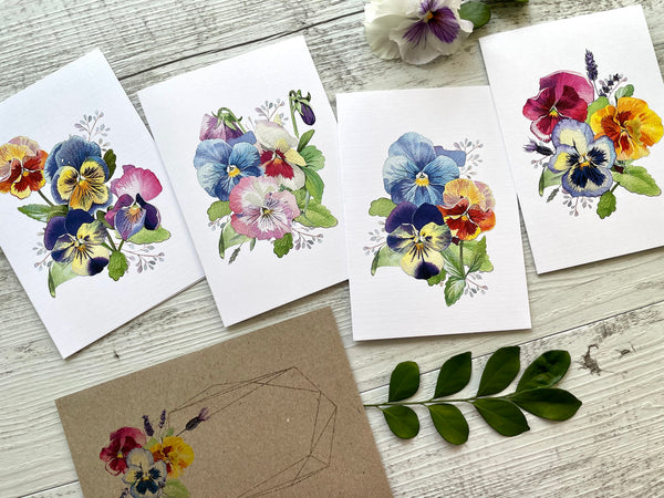 PANSY cards set of 4