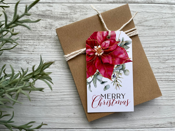 POINSETTIA CHRISTMAS gift tags - New bigger size!