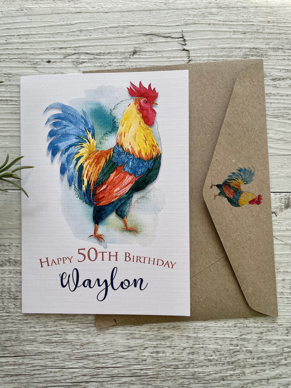 ROOSTER Personalised Birthday Card