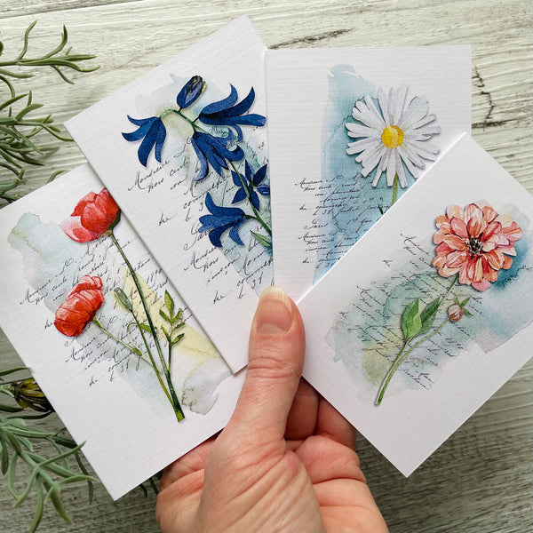WILDFLOWERS cards set of 4