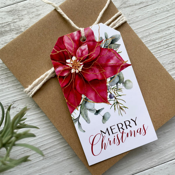 POINSETTIA CHRISTMAS gift tags - New bigger size!
