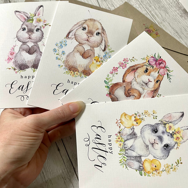 BUNNIES - Easter Bunny Cards - set of 4