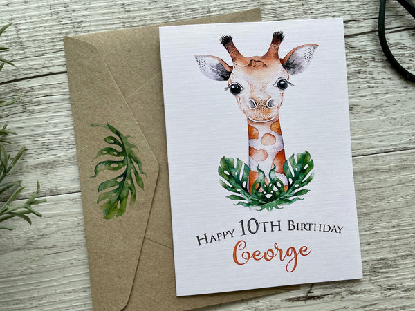 GIRAFFE Personalised Birthday card